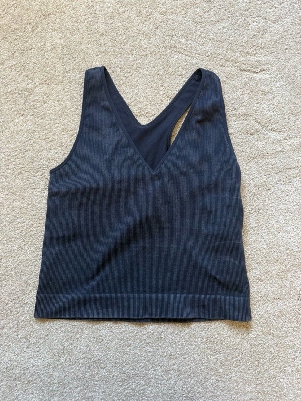 Amazon Black Ribbed V-Neck Racerback Sports Top